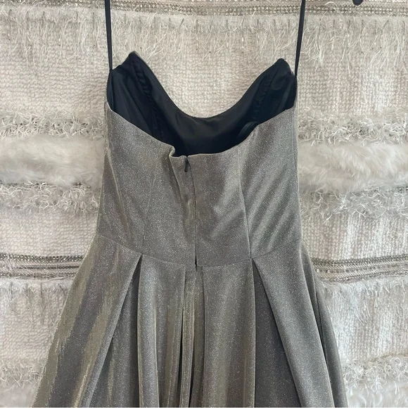 Betsy & Adam Womens Metallic Hi-Low Evening Dress - Picture 9 of 14